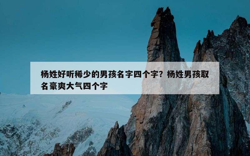 杨姓好听稀少的男孩名字四个字？杨姓男孩取名豪爽大气四个字