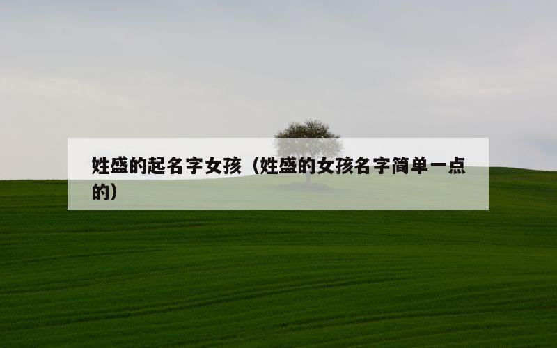 姓盛的起名字女孩（姓盛的女孩名字简单一点的）