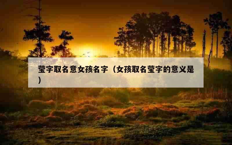 莹字取名意女孩名字（女孩取名莹字的意义是）