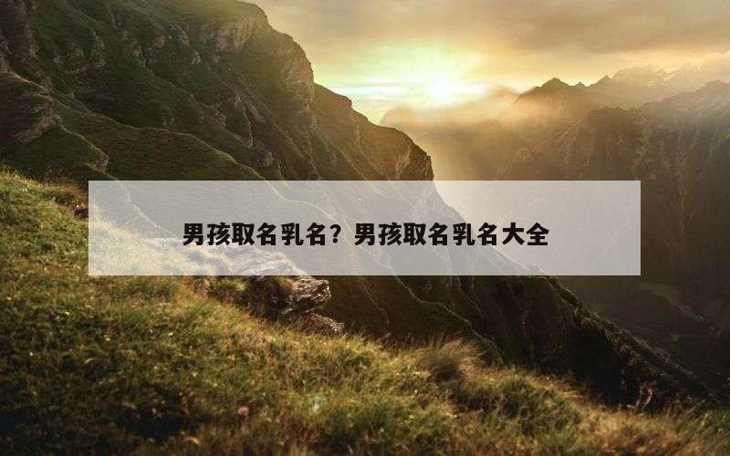 男孩取名乳名？男孩取名乳名大全