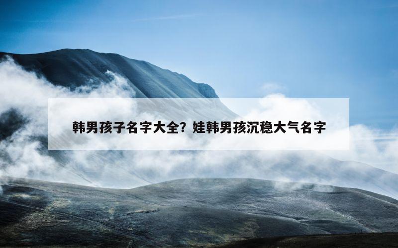 韩男孩子名字大全？娃韩男孩沉稳大气名字