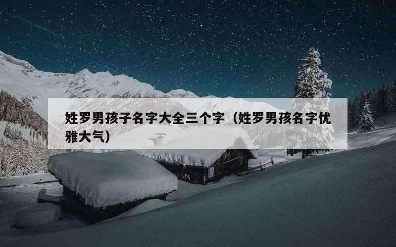姓罗男孩子名字大全三个字（姓罗男孩名字优雅大气）