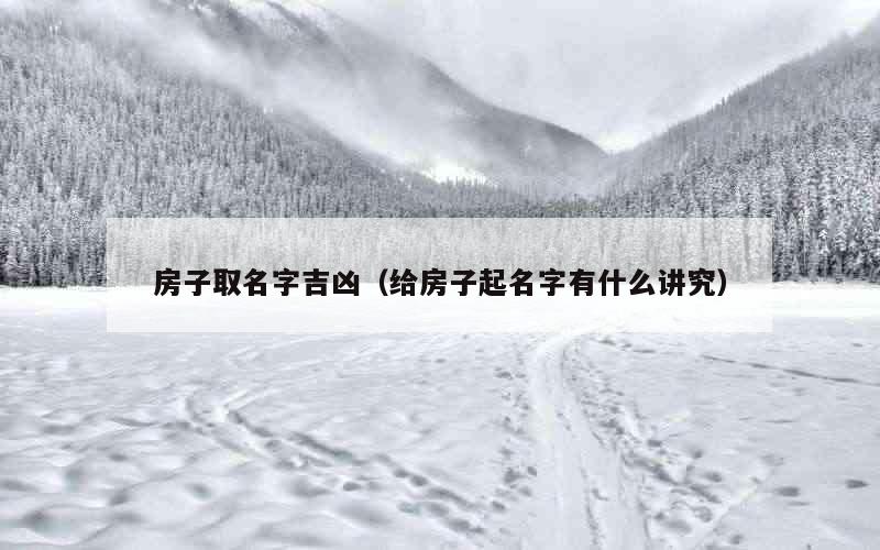 房子取名字吉凶（给房子起名字有什么讲究）