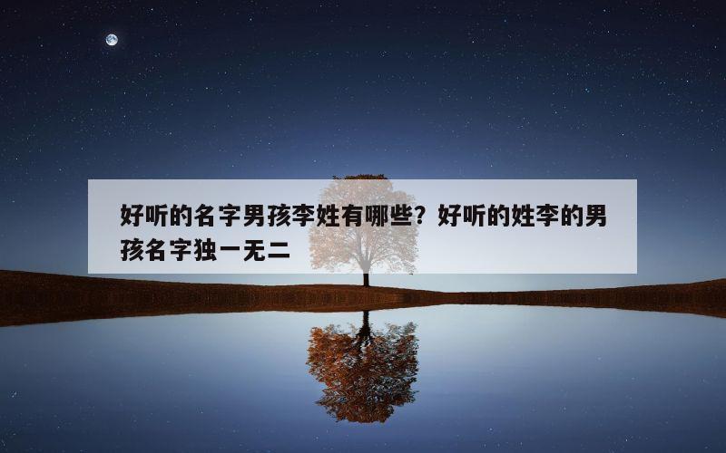 好听的名字男孩李姓有哪些？好听的姓李的男孩名字独一无二