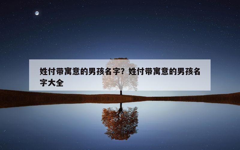 姓付带寓意的男孩名字？姓付带寓意的男孩名字大全
