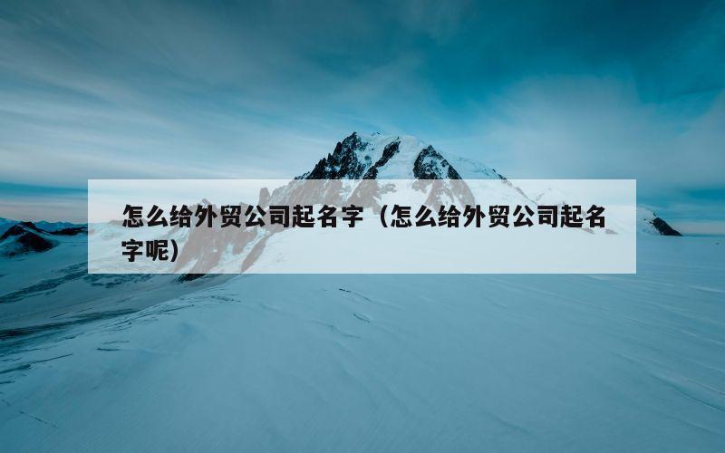 怎么给外贸公司起名字（怎么给外贸公司起名字呢）