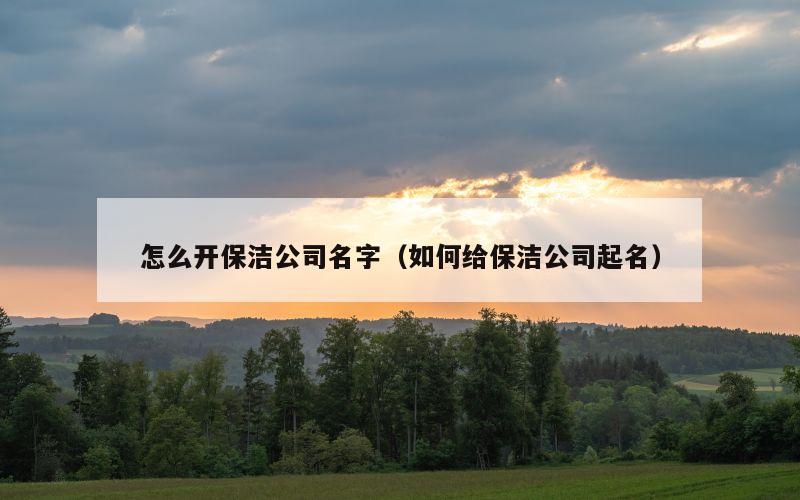 怎么开保洁公司名字（如何给保洁公司起名）