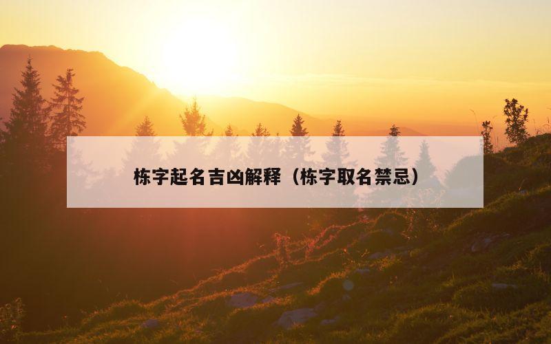 栋字起名吉凶解释（栋字取名禁忌）