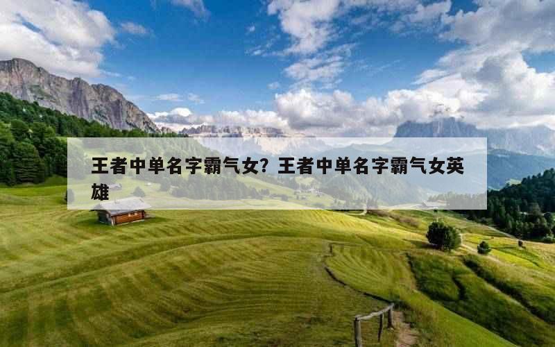 王者中单名字霸气女？王者中单名字霸气女英雄