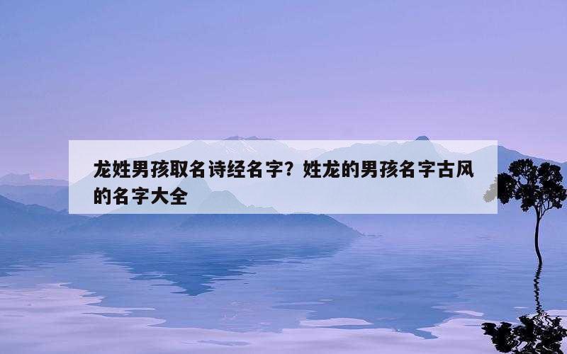 龙姓男孩取名诗经名字？姓龙的男孩名字古风的名字大全