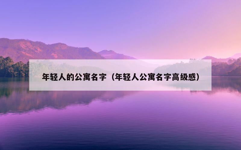 年轻人的公寓名字（年轻人公寓名字高级感）