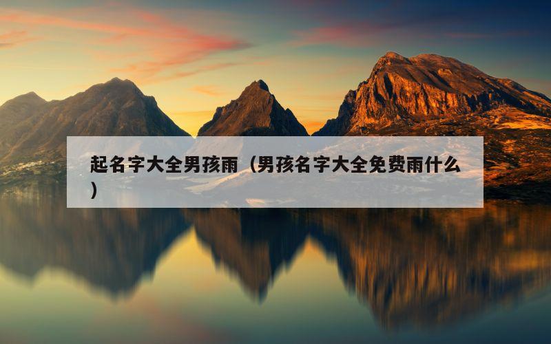 起名字大全男孩雨（男孩名字大全免费雨什么）