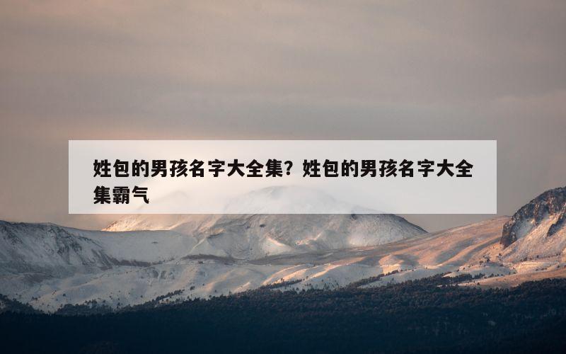 姓包的男孩名字大全集？姓包的男孩名字大全集霸气