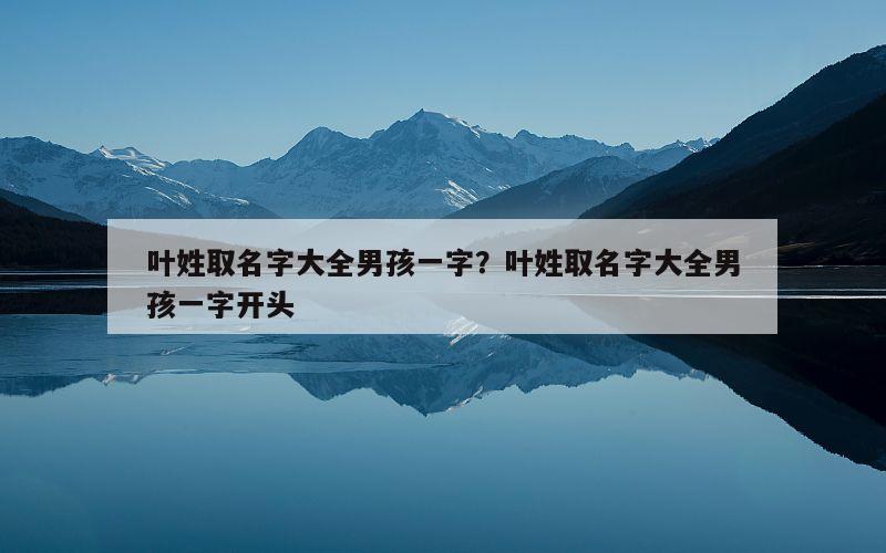 叶姓取名字大全男孩一字？叶姓取名字大全男孩一字开头