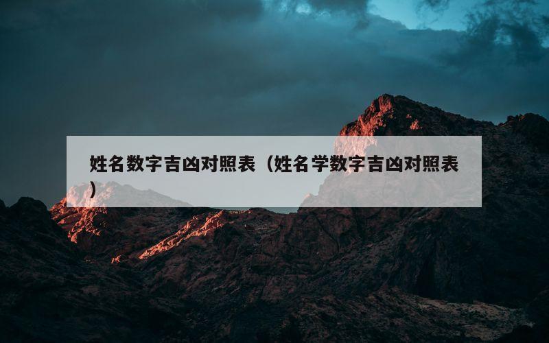 姓名数字吉凶对照表（姓名学数字吉凶对照表）
