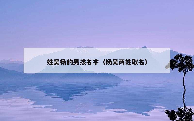 姓吴杨的男孩名字（杨吴两姓取名）
