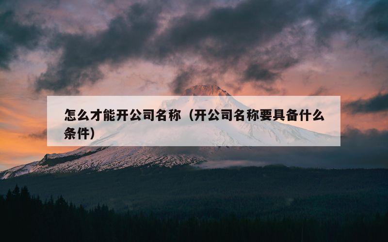怎么才能开公司名称（开公司名称要具备什么条件）