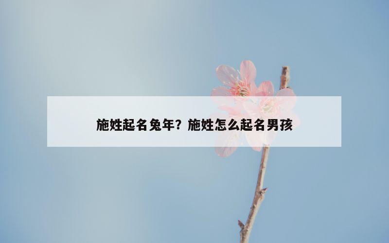 施姓起名兔年？施姓怎么起名男孩