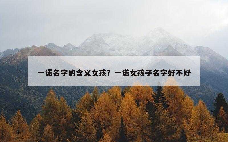一诺名字的含义女孩？一诺女孩子名字好不好