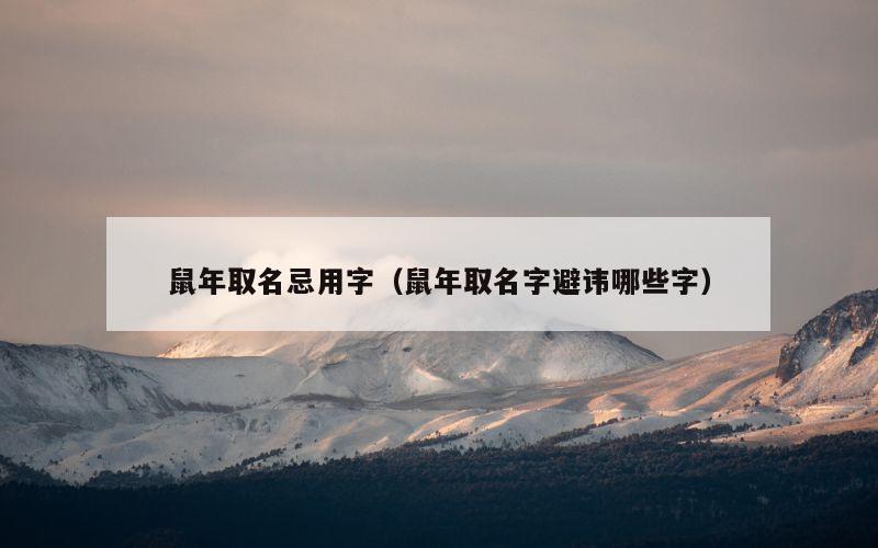 鼠年取名忌用字（鼠年取名字避讳哪些字）
