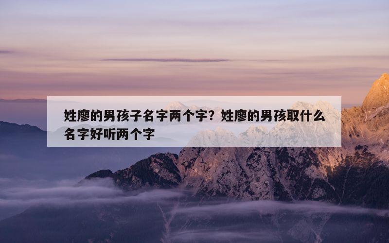 姓廖的男孩子名字两个字？姓廖的男孩取什么名字好听两个字