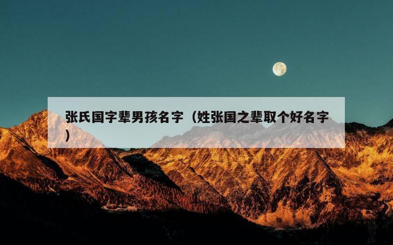 张氏国字辈男孩名字（姓张国之辈取个好名字）