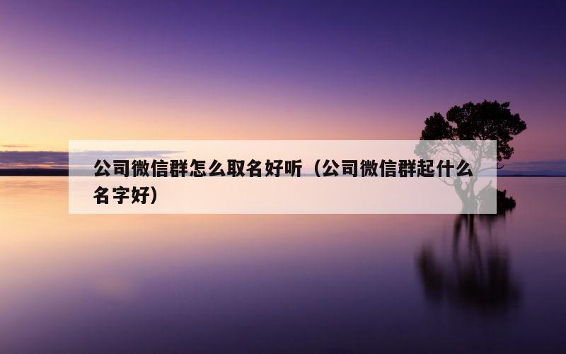 公司微信群怎么取名好听（公司微信群起什么名字好）