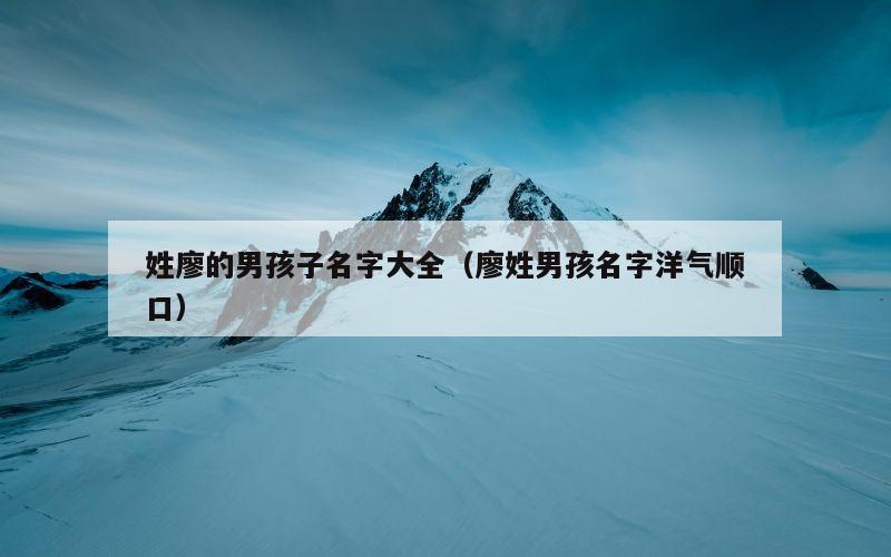 姓廖的男孩子名字大全（廖姓男孩名字洋气顺口）