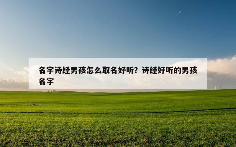 名字诗经男孩怎么取名好听？诗经好听的男孩名字