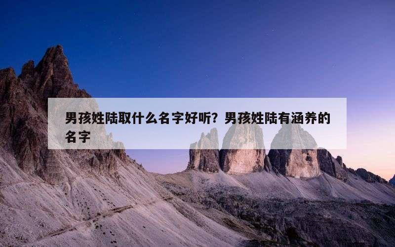 男孩姓陆取什么名字好听？男孩姓陆有涵养的名字