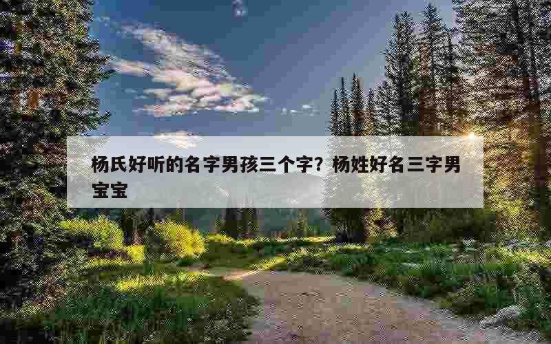 杨氏好听的名字男孩三个字？杨姓好名三字男宝宝
