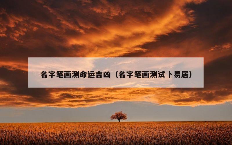 名字笔画测命运吉凶（名字笔画测试卜易居）