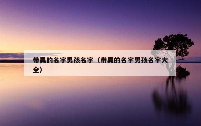 带昊的名字男孩名字（带昊的名字男孩名字大全）