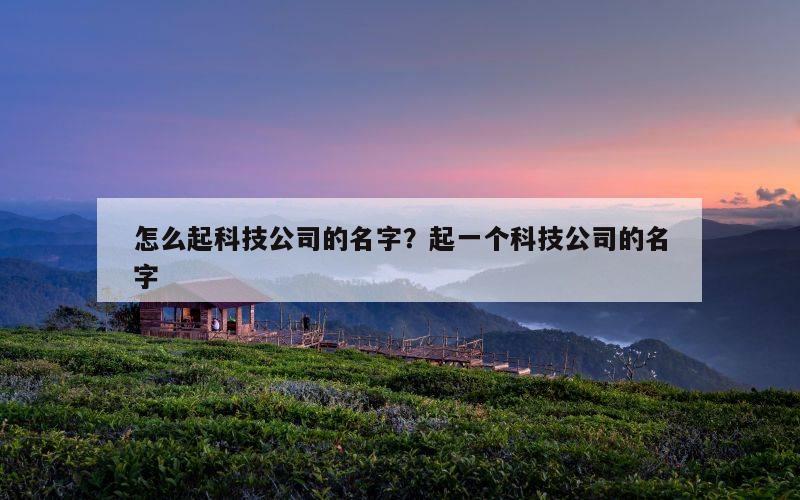 怎么起科技公司的名字？起一个科技公司的名字