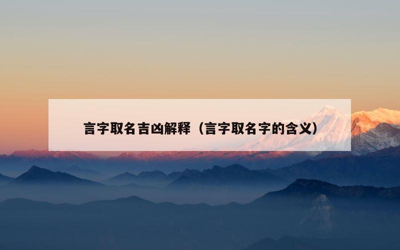 言字取名吉凶解释（言字取名字的含义）