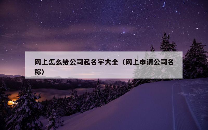 网上怎么给公司起名字大全（网上申请公司名称）