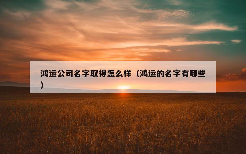 鸿运公司名字取得怎么样（鸿运的名字有哪些）
