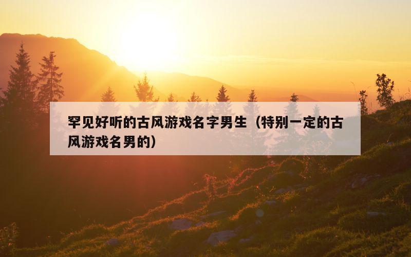 罕见好听的古风游戏名字男生（特别一定的古风游戏名男的）