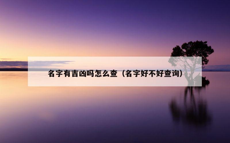 名字有吉凶吗怎么查（名字好不好查询）