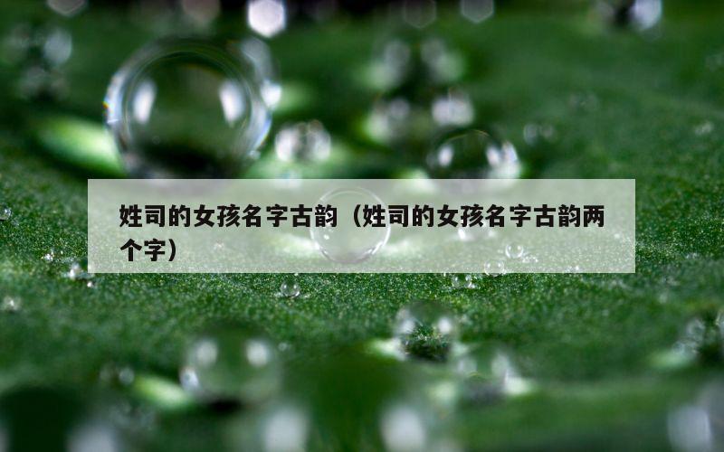 姓司的女孩名字古韵（姓司的女孩名字古韵两个字）