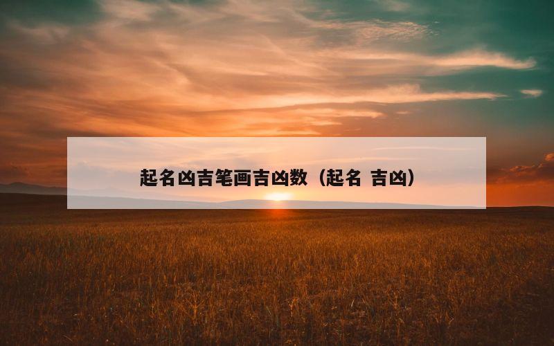 起名凶吉笔画吉凶数（起名 吉凶）