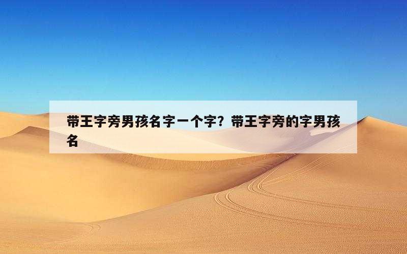 带王字旁男孩名字一个字？带王字旁的字男孩名