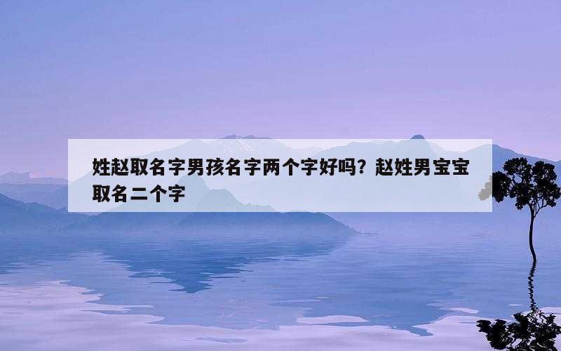 姓赵取名字男孩名字两个字好吗？赵姓男宝宝取名二个字