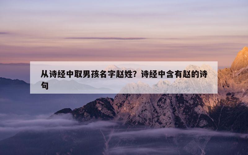 从诗经中取男孩名字赵姓？诗经中含有赵的诗句