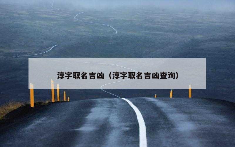 淳字取名吉凶（淳字取名吉凶查询）
