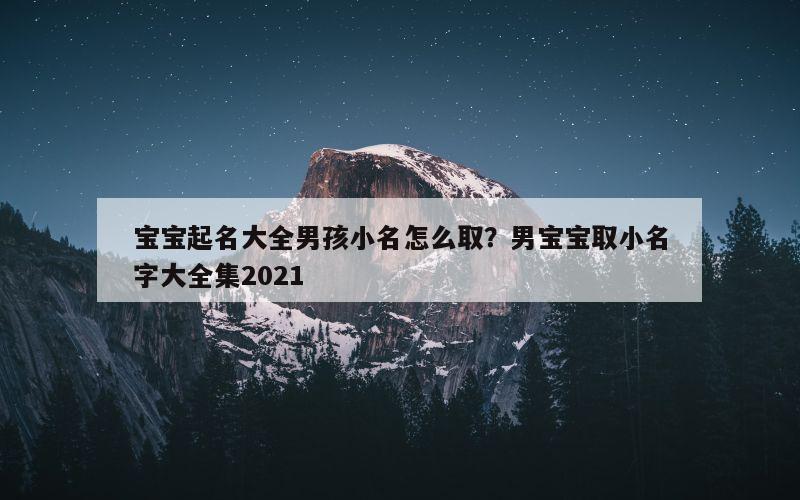 宝宝起名大全男孩小名怎么取？男宝宝取小名字大全集2021
