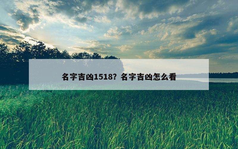 名字吉凶1518？名字吉凶怎么看