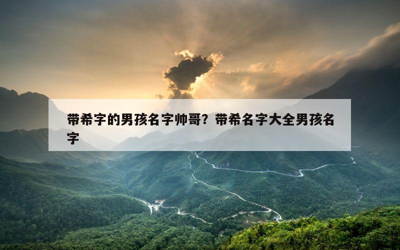 带希字的男孩名字帅哥？带希名字大全男孩名字