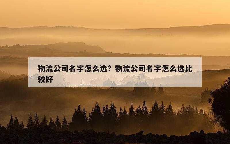 物流公司名字怎么选？物流公司名字怎么选比较好