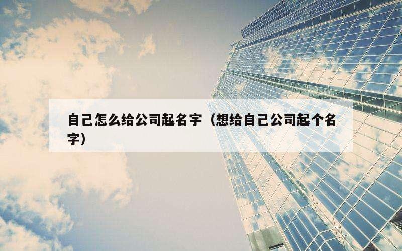 自己怎么给公司起名字（想给自己公司起个名字）